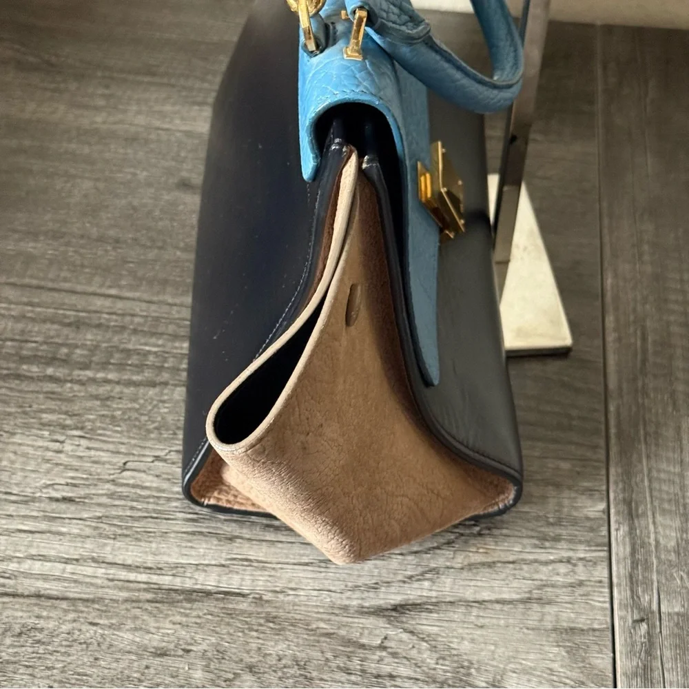 CELINE TRAPEZE TRICOLOR 2 WAY LEATHER & SUEDE BAG - Picture 7 of 12